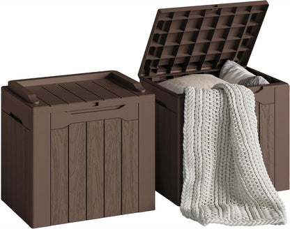 30 Gallon Resin Deck Box Waterproof Outdoor Storage Box for Patio Furniture Pool Accessories Indoor Storage for Cushion Garden Tools (30 Gallon, Black)