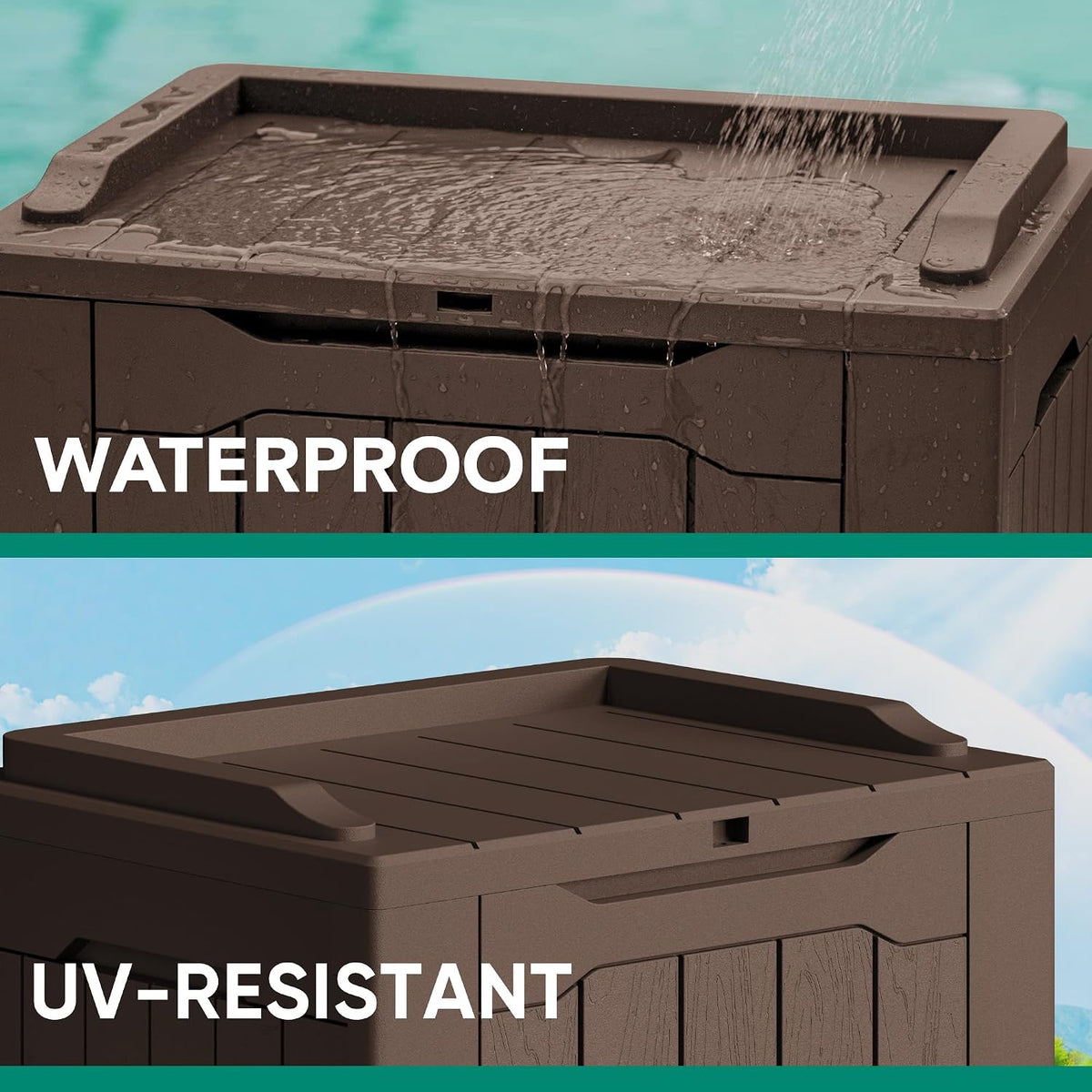 30 Gallon Resin Deck Box Waterproof Outdoor Storage Box for Patio Furniture Pool Accessories Indoor Storage for Cushion Garden Tools (30 Gallon, Black)