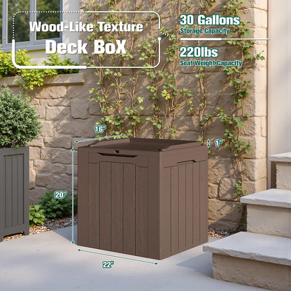30 Gallon Resin Deck Box Waterproof Outdoor Storage Box for Patio Furniture Pool Accessories Indoor Storage for Cushion Garden Tools (30 Gallon, Black)