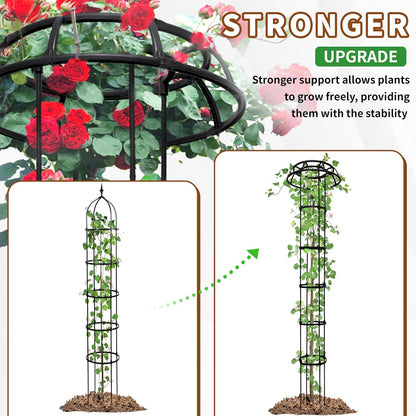 1 Pack Umbrella Trellis for Climbing Plants, 76 Inch Tall Adjustable Plant Support for Outdoor Indoor Garden, Sturdy Metal Core with Plastic Coating, Black