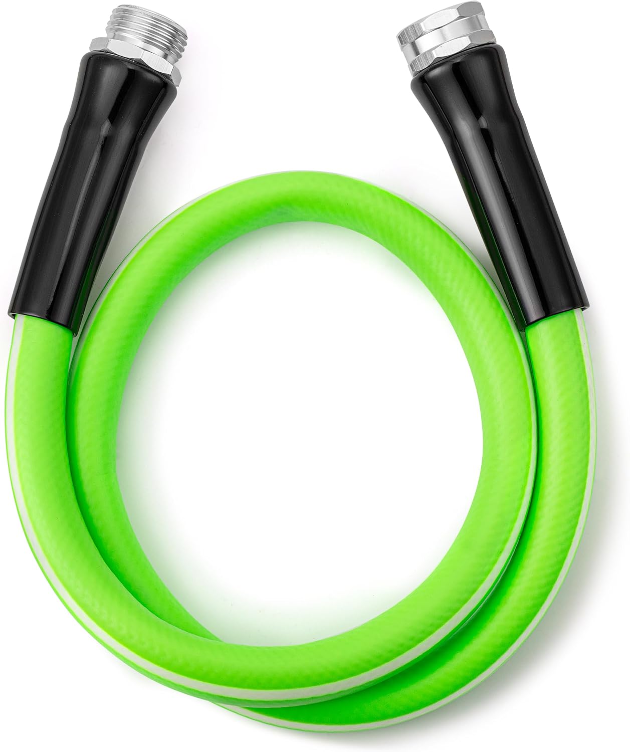 Hybrid Polymer Leader Hose, 5/8" ID x 3 FT, Green, 3/4" GHT Aluminum Fittings, Drinking Water Safe, Hose Reel Connecting Hose