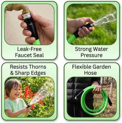 Hybrid Polymer Leader Hose, 5/8" ID x 3 FT, Green, 3/4" GHT Aluminum Fittings, Drinking Water Safe, Hose Reel Connecting Hose