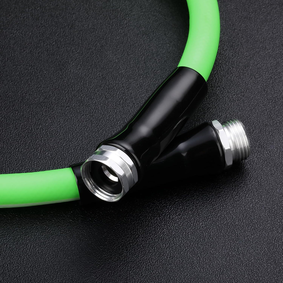Hybrid Polymer Leader Hose, 5/8" ID x 3 FT, Green, 3/4" GHT Aluminum Fittings, Drinking Water Safe, Hose Reel Connecting Hose
