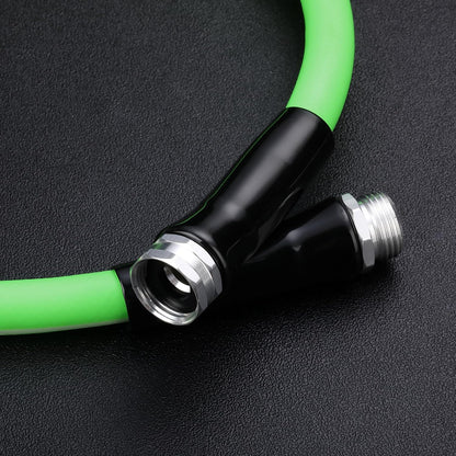 Hybrid Polymer Leader Hose, 5/8" ID x 3 FT, Green, 3/4" GHT Aluminum Fittings, Drinking Water Safe, Hose Reel Connecting Hose