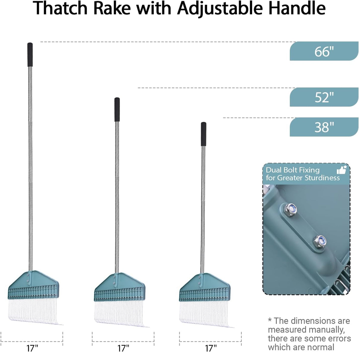 Thatch Rake with 66 Inch Adjustable Handle