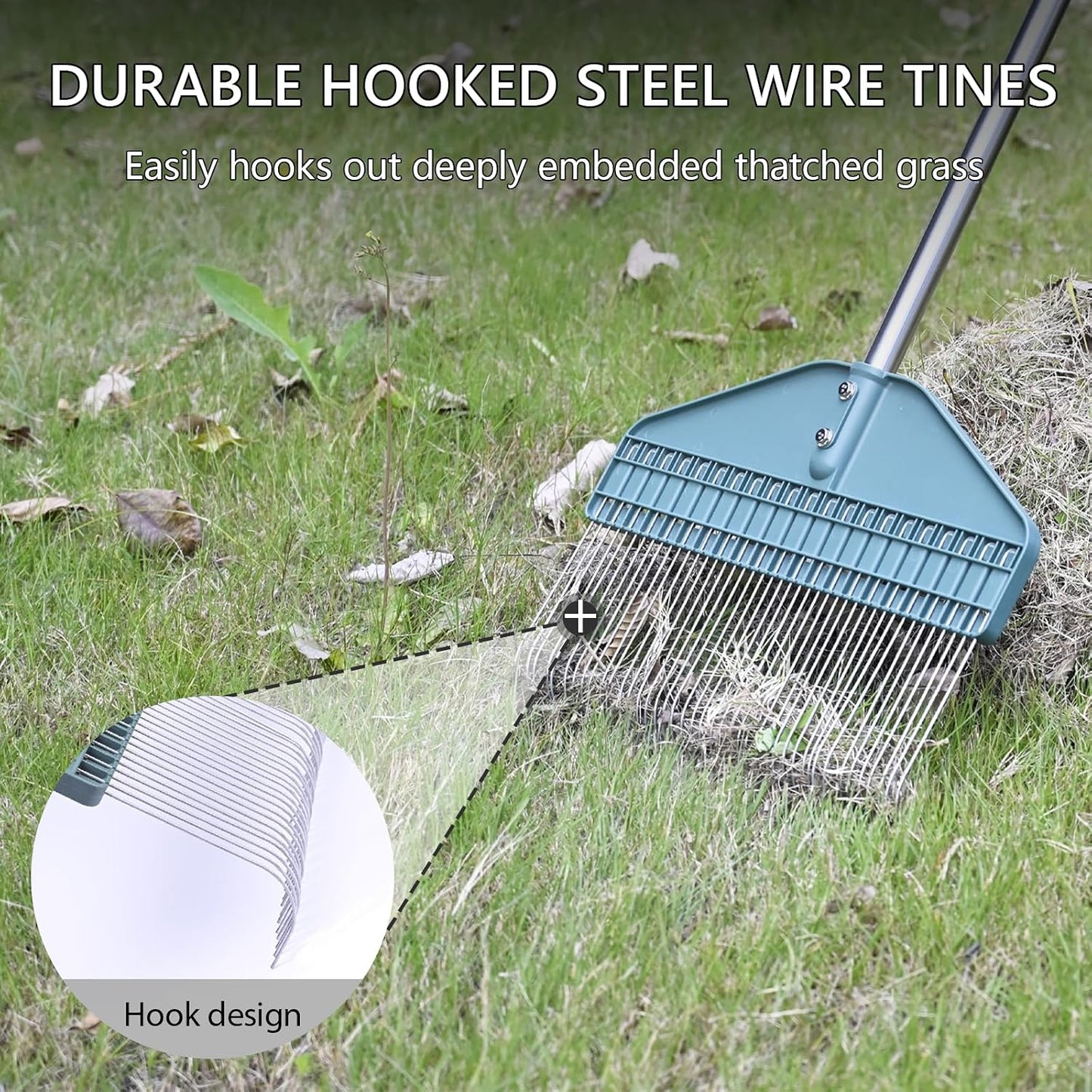 Thatch Rake with 66 Inch Adjustable Handle