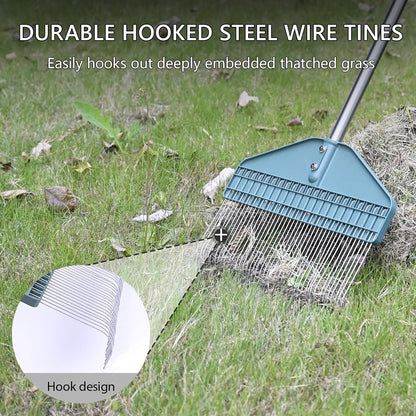 Thatch Rake with 66 Inch Adjustable Handle