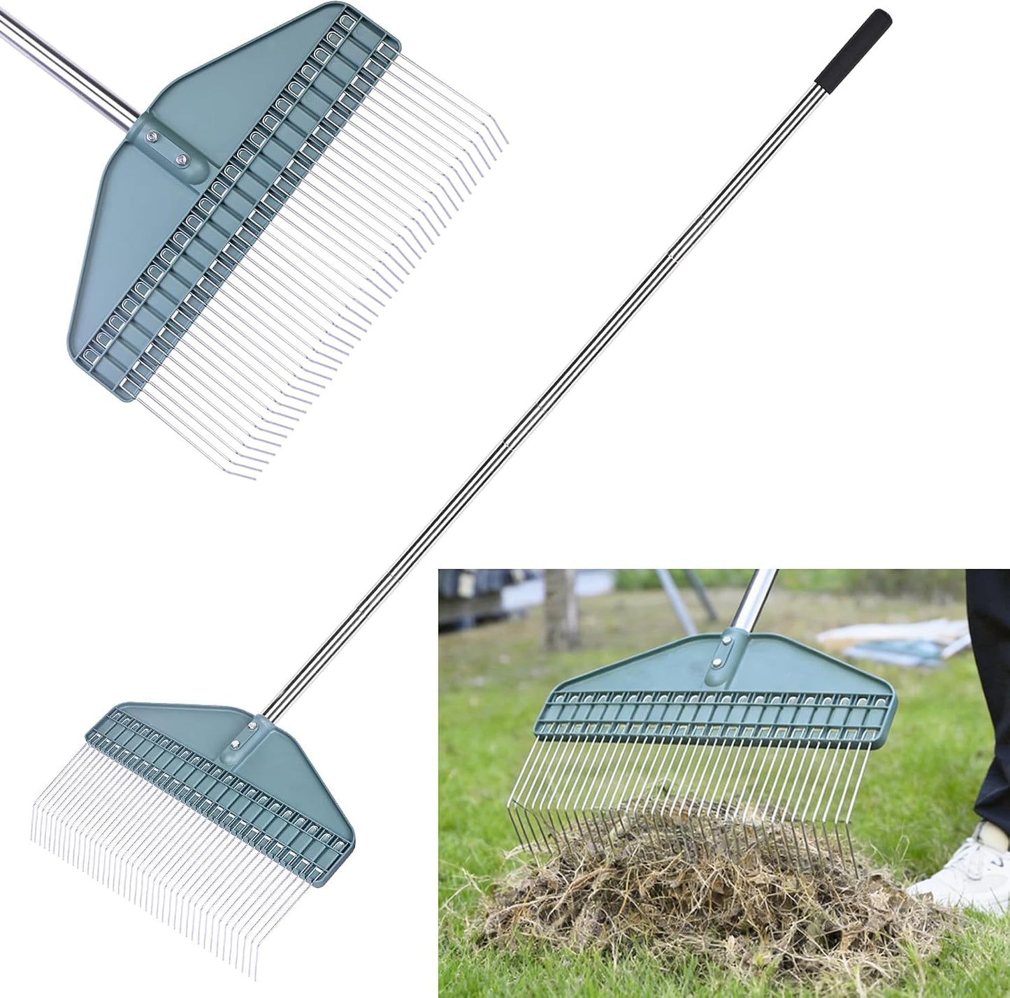 Thatch Rake with 66 Inch Adjustable Handle