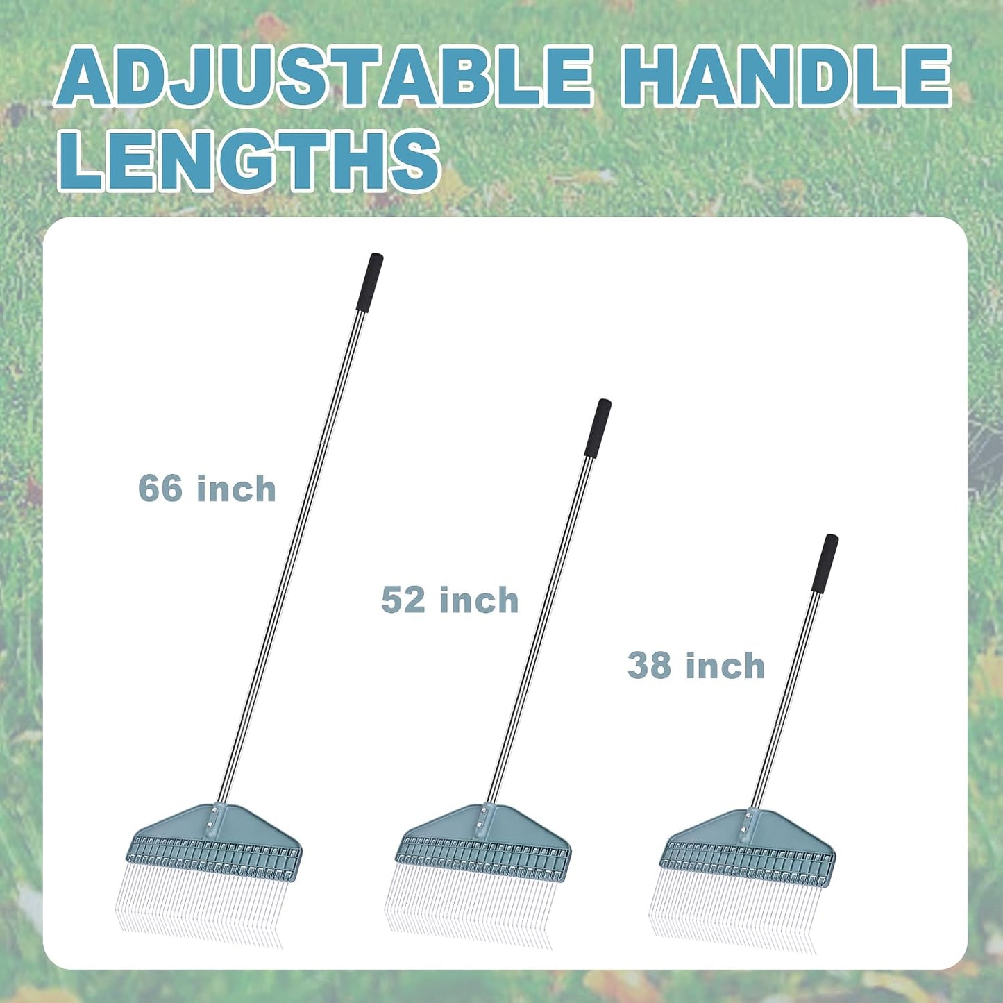 Thatch Rake with 66 Inch Adjustable Handle