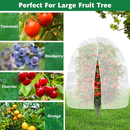 2 Pack Bird Netting for Garden, 8 x 8 FT Blueberry Bush Netting Cover with Zipper, Drawstring Reusable Mesh Plant Protector for Shrubs Bush Fruit Tree Potted