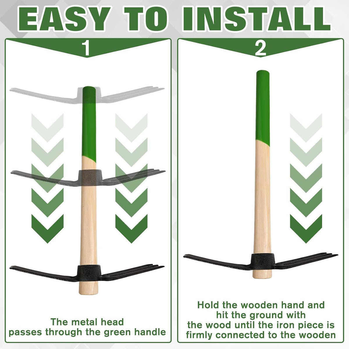 Hoe and Cultivator Hand Tiller Hoe Cultivator 2 in 1 Hand Garden Tools with Wooden Handle Sturdy 3 Claw Tiller Carbon Steel Heavy Duty for Loosening Soil, Weeding, Cultivating and Digging