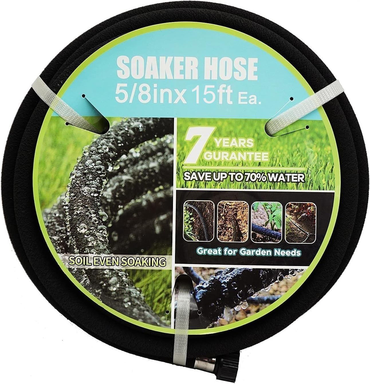 Soaker Hose 5/8" 10ft Round Rubber Garden Soaker Hoses