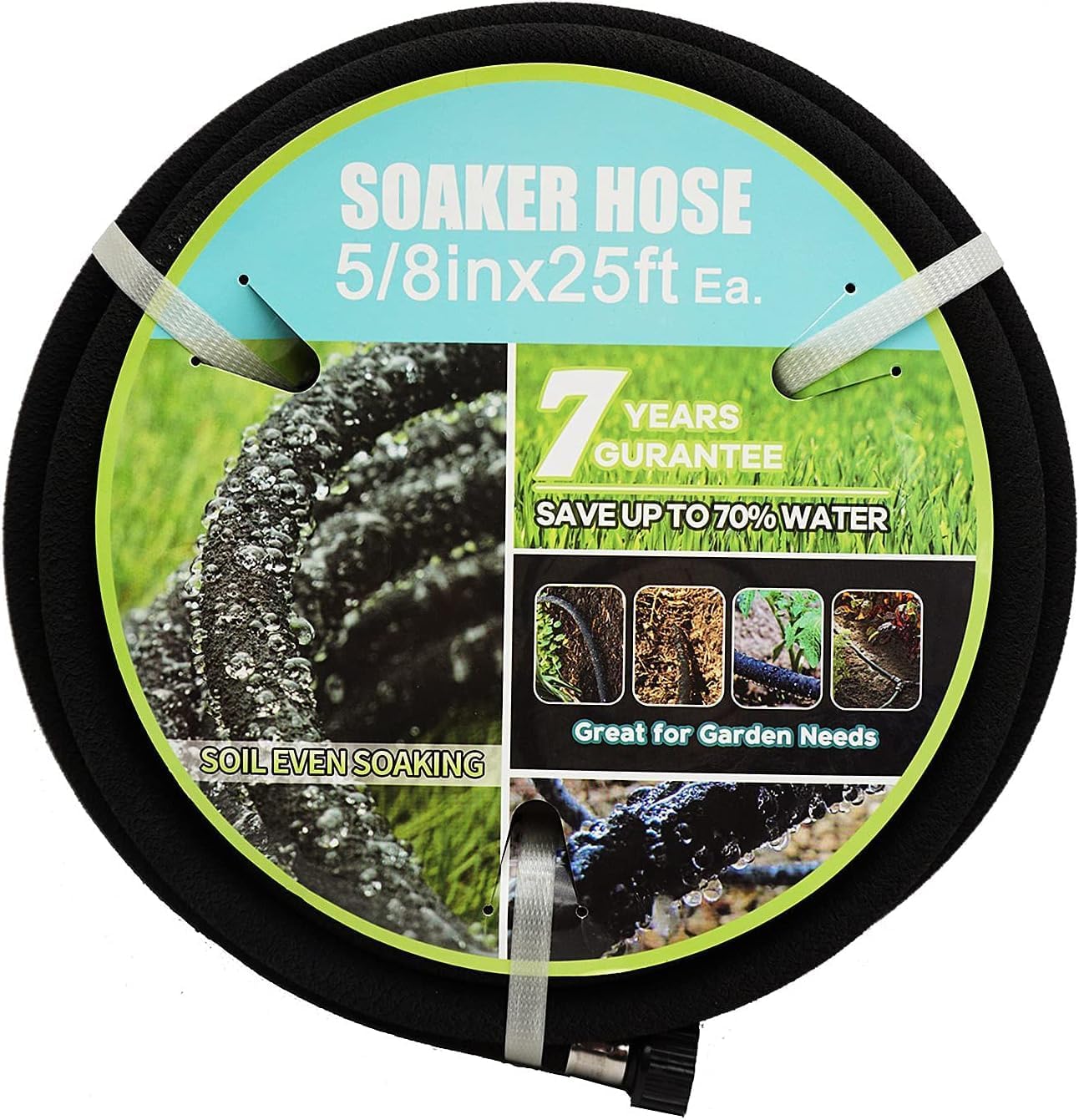 Soaker Hose 5/8" 10ft Round Rubber Garden Soaker Hoses