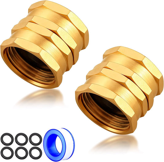 Garden Female to Female Hose Adapter,3/4" GHT Brass Hose Connector