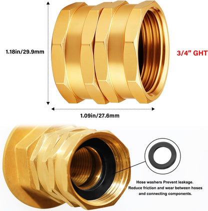 Garden Female to Female Hose Adapter,3/4" GHT Brass Hose Connector