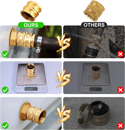 Garden Female to Female Hose Adapter,3/4" GHT Brass Hose Connector