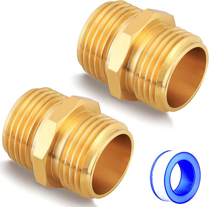 Garden Female to Female Hose Adapter,3/4" GHT Brass Hose Connector