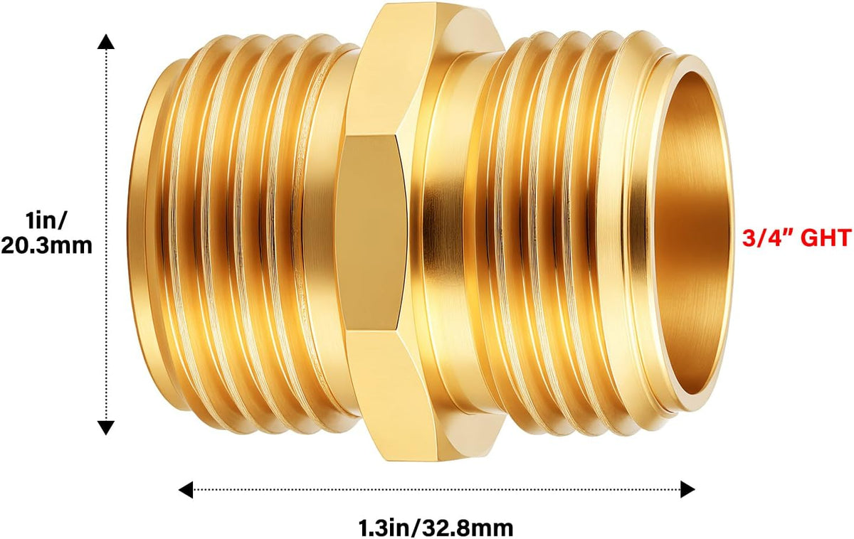 Garden Female to Female Hose Adapter,3/4" GHT Brass Hose Connector