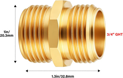 Garden Female to Female Hose Adapter,3/4" GHT Brass Hose Connector