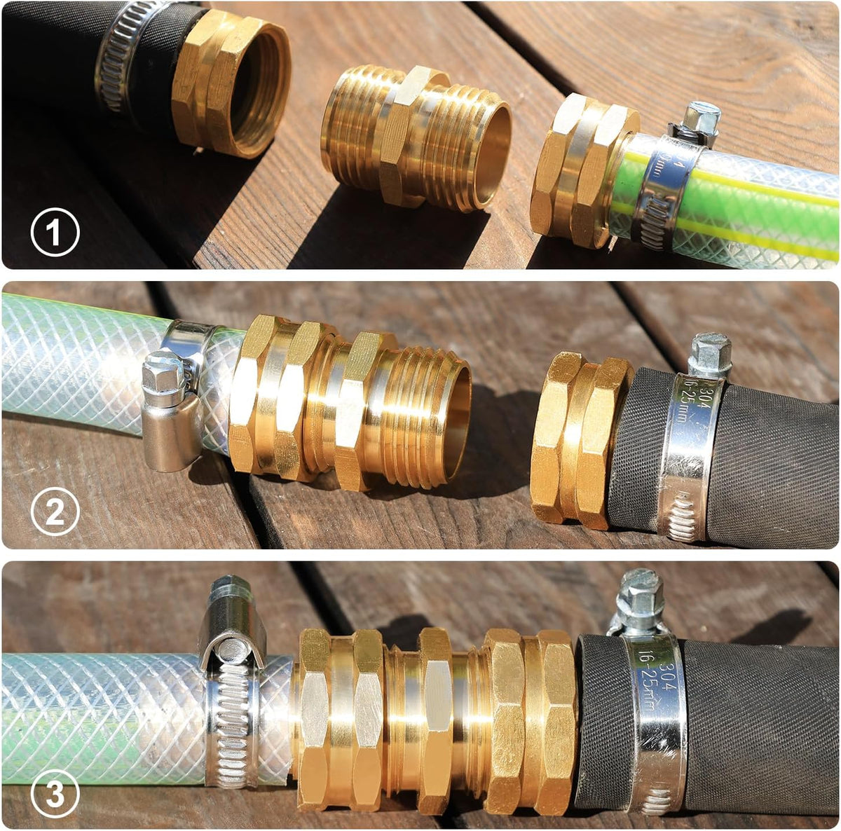 Garden Female to Female Hose Adapter,3/4" GHT Brass Hose Connector