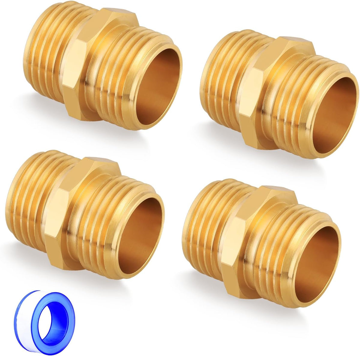 Garden Female to Female Hose Adapter,3/4" GHT Brass Hose Connector