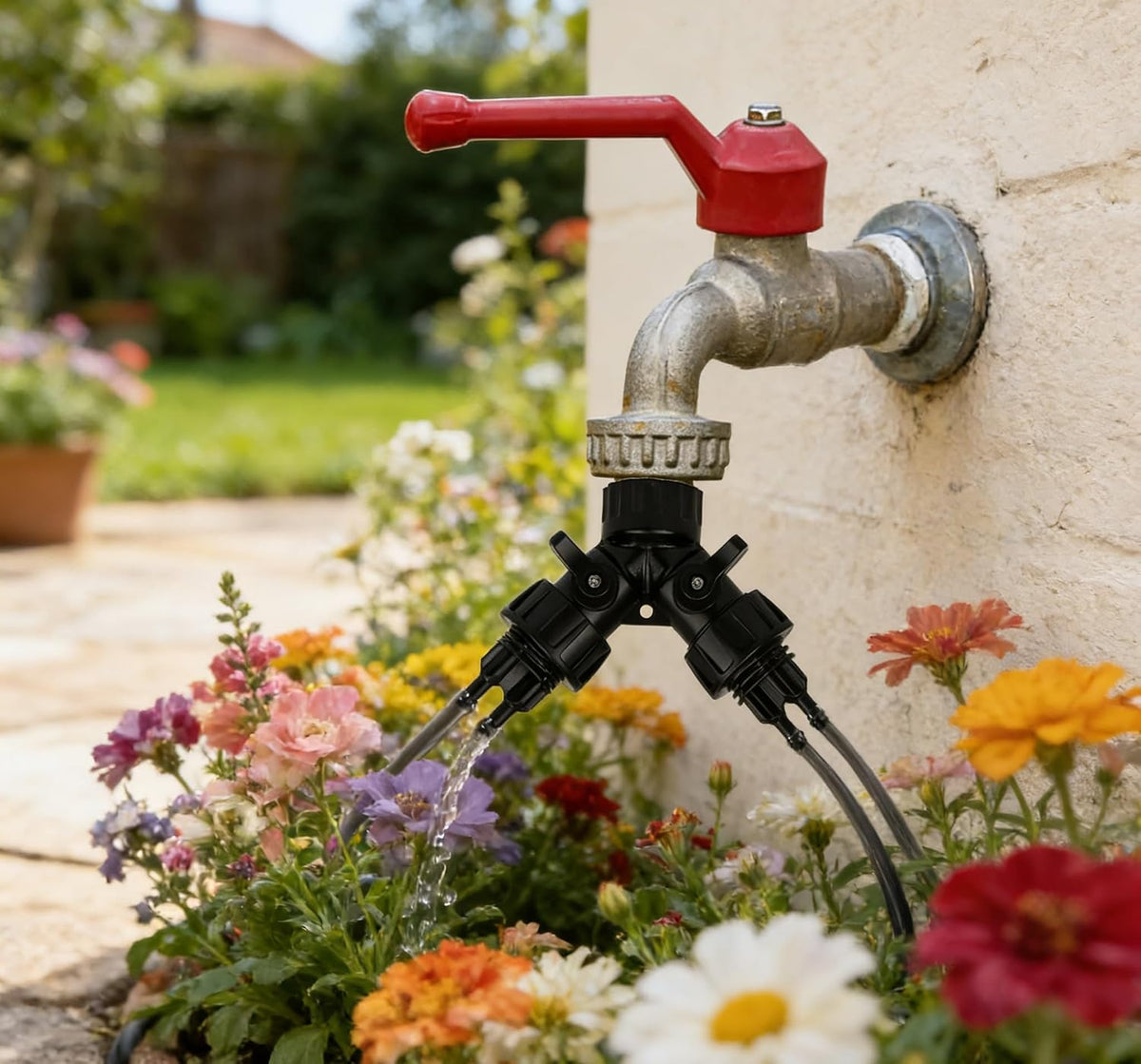 1/4 Inch Drip Irrigation Tubing Faucet Connector 2 Way Y Splitter