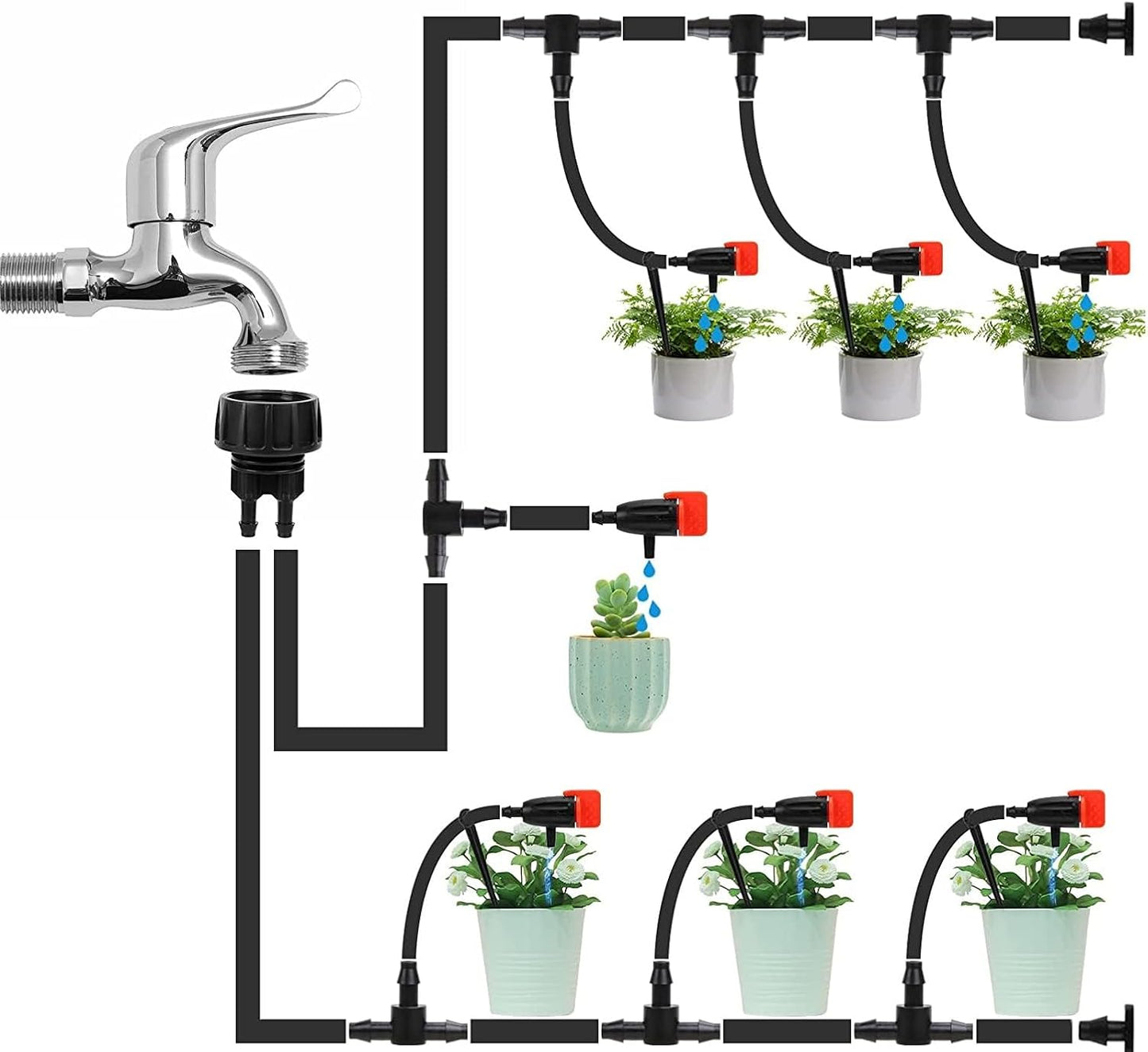1/4 Inch Drip Irrigation Tubing Faucet Connector 2 Way Y Splitter