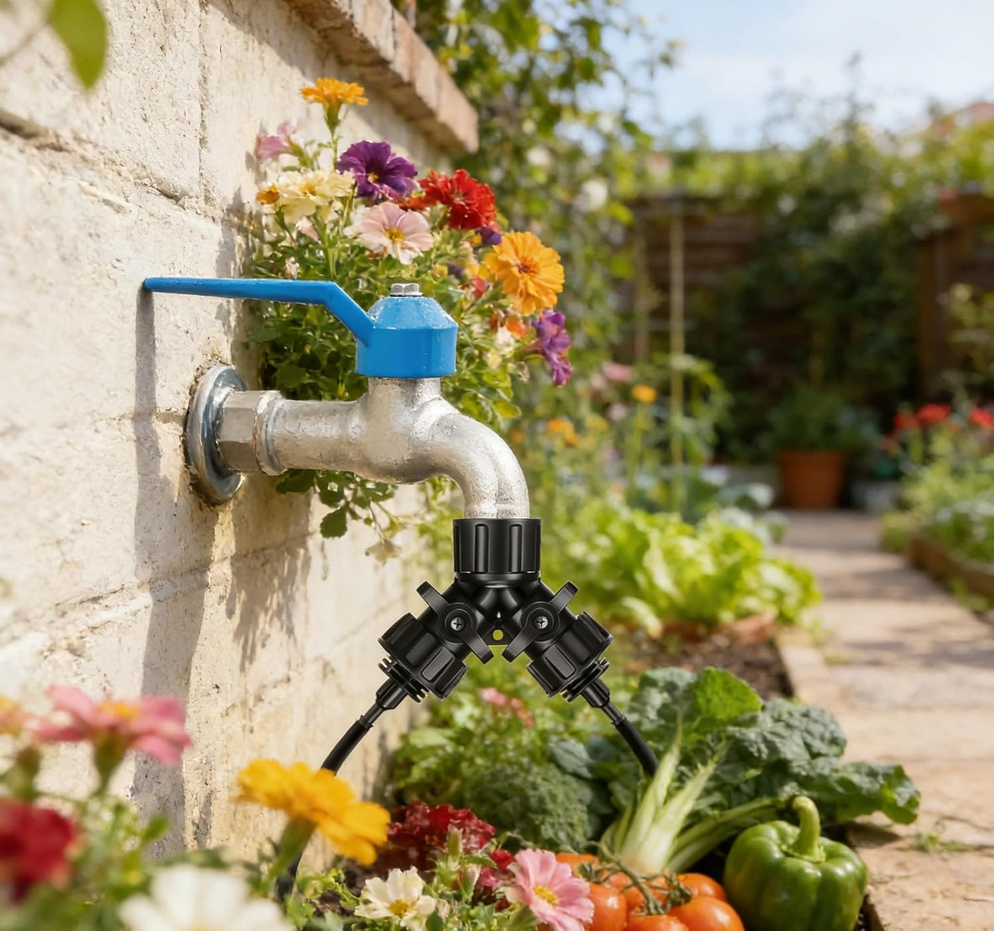 1/4 Inch Drip Irrigation Tubing Faucet Connector 2 Way Y Splitter