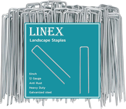 Landscape Staples 6 Inch 25 Pack, Anti-Rust Garden Staples Stakes Landscape Fabric Pins for Weed Barrier Tent Drip Irrigation Tubing Ground Lawn Cover