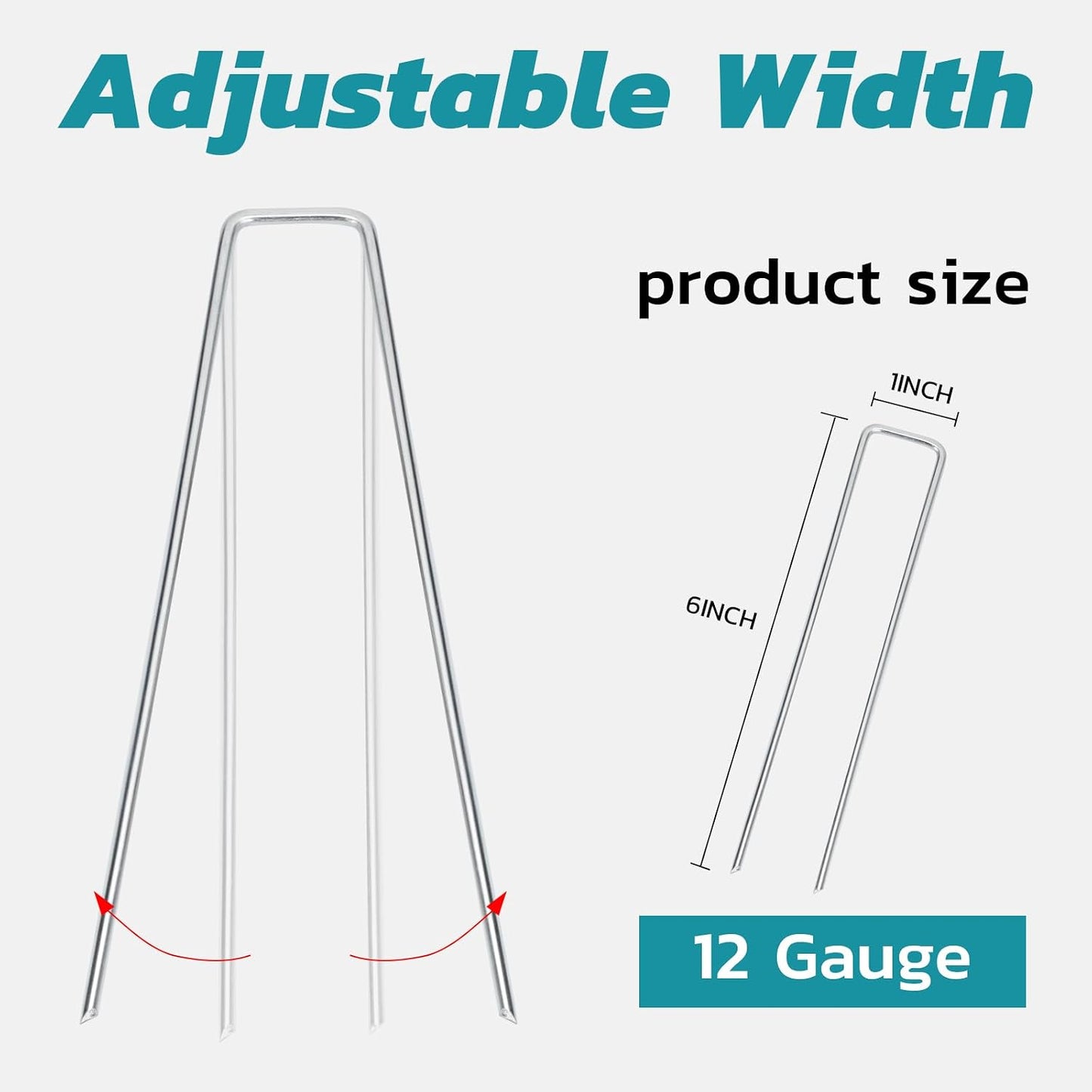 Landscape Staples 6 Inch 25 Pack, Anti-Rust Garden Staples Stakes Landscape Fabric Pins for Weed Barrier Tent Drip Irrigation Tubing Ground Lawn Cover
