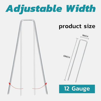 Landscape Staples 6 Inch 25 Pack, Anti-Rust Garden Staples Stakes Landscape Fabric Pins for Weed Barrier Tent Drip Irrigation Tubing Ground Lawn Cover