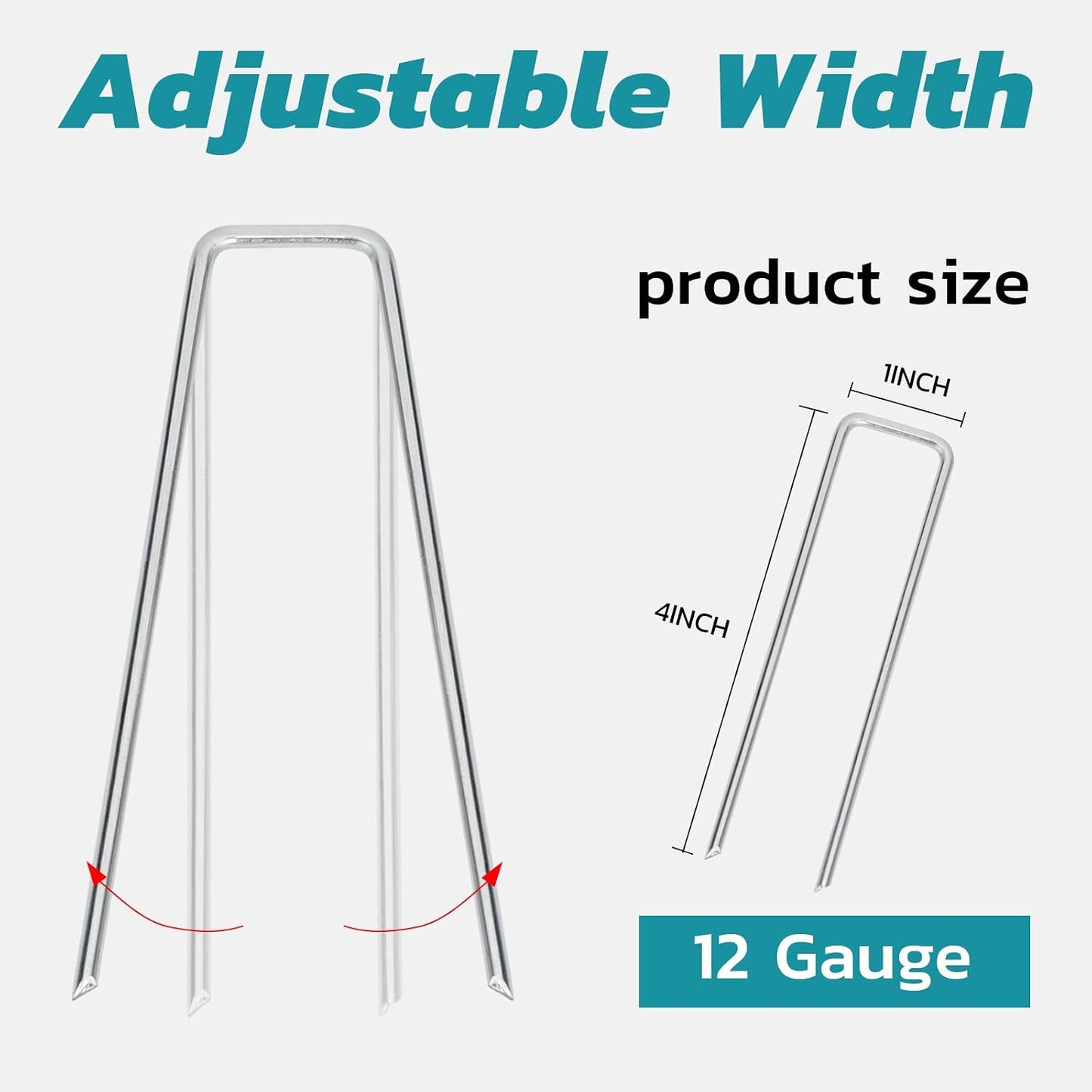 Landscape Staples 6 Inch 25 Pack, Anti-Rust Garden Staples Stakes Landscape Fabric Pins for Weed Barrier Tent Drip Irrigation Tubing Ground Lawn Cover