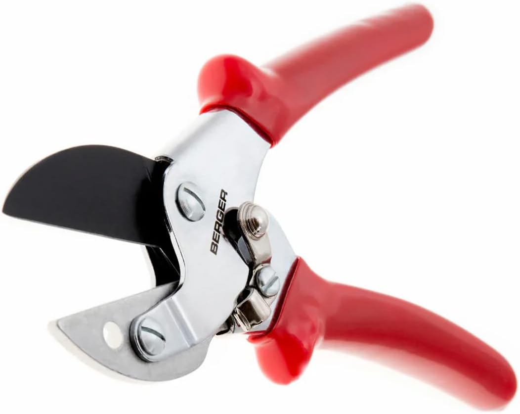BERGER Anvil Hand Shears – Professional Garden Pruners with Anti-Stick Replaceable Blade, Non-Slip Handles, For Cutting Hard & Resinous Wood, Trimming – 1902