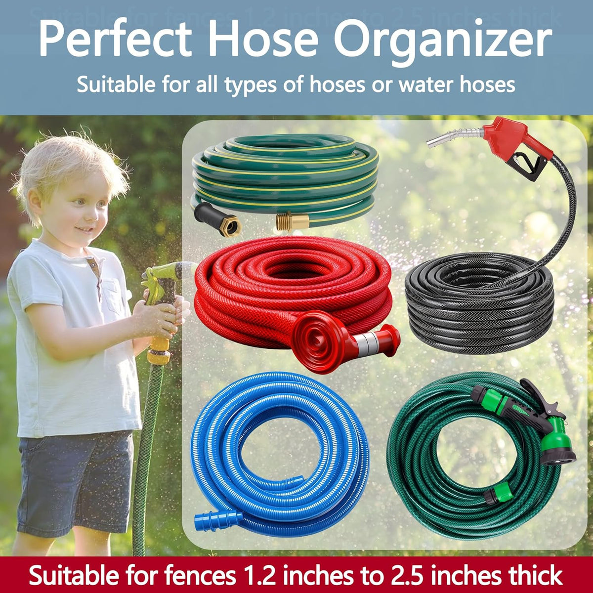 2 Pack Garden Hose Holder, Heavy Duty Wall Mount Hose Hanger