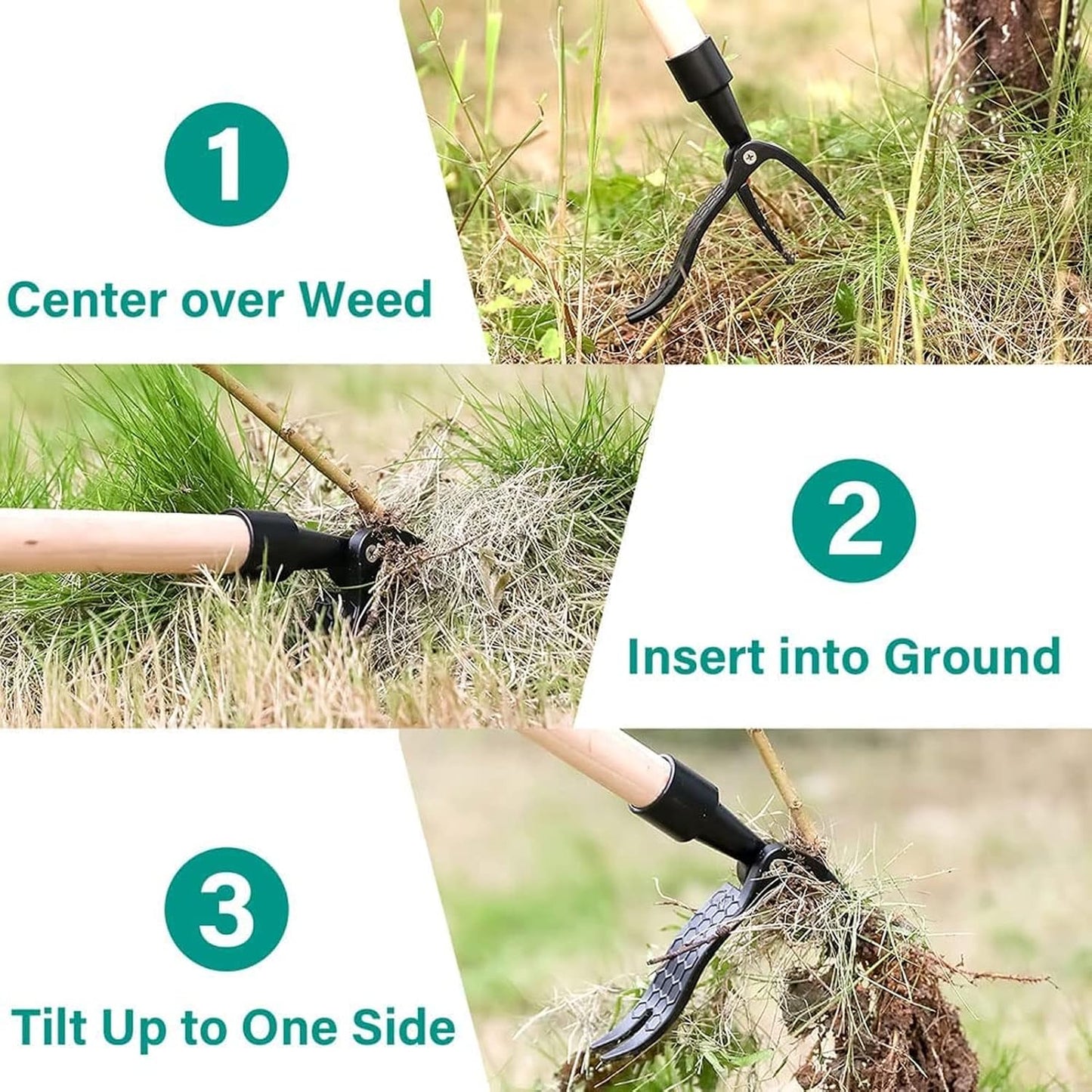 4-Claw Weed Puller Head – Stand Up Weed Remover Replacement Head, Aluminum Alloy Weed Puller Tool Head Replacement for Manual Weeding, No Bending Required, Compatible with Most Handles (Black)