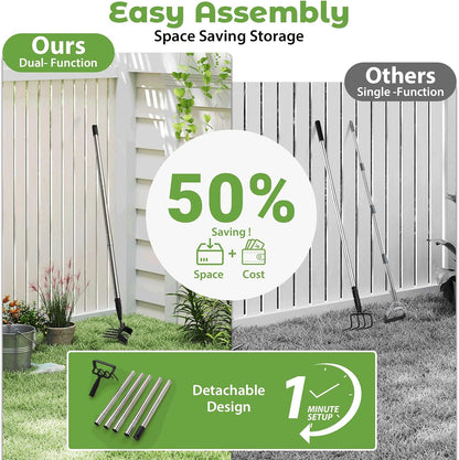 Garden Hoe,2 in 1 Heavy Duty Stirrup Hoe and Cultivator Gardening Tool with 60” Adjustable Long Handle,Lightweight Weeding Rake for Fast Weeds Grass Removal,Cultivating,Loosen Soil, Sharp Blade