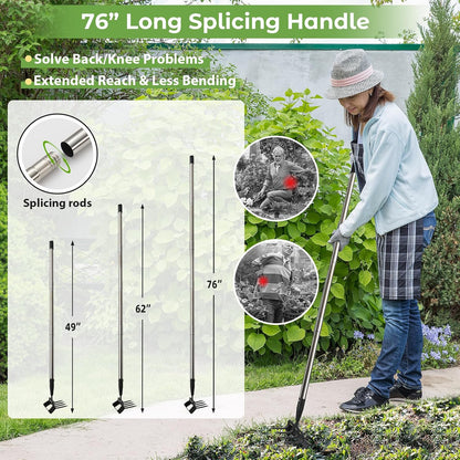 Garden Hoe,2 in 1 Heavy Duty Stirrup Hoe and Cultivator Gardening Tool with 60” Adjustable Long Handle,Lightweight Weeding Rake for Fast Weeds Grass Removal,Cultivating,Loosen Soil, Sharp Blade