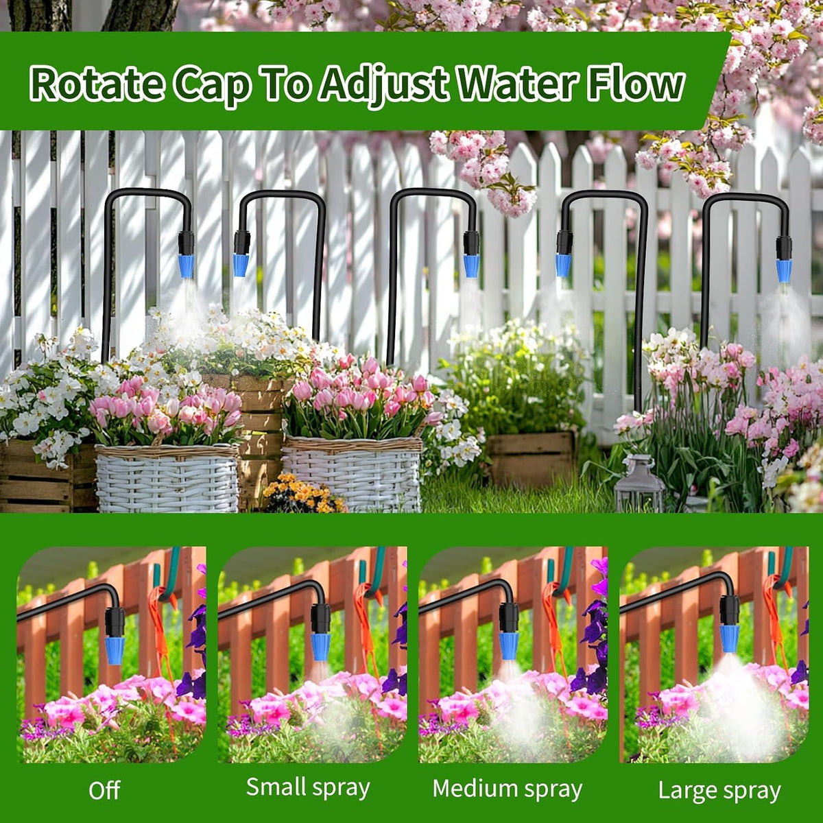 Drip Irrigation System, 165FT Garden Watering System with Water Timer for Garden Hose, Garden Irrigation with Soaker Hose & 3 Adjustable Nozzles, 80PCS Tool-Free DIY Setup for Greenhouse, Lawn