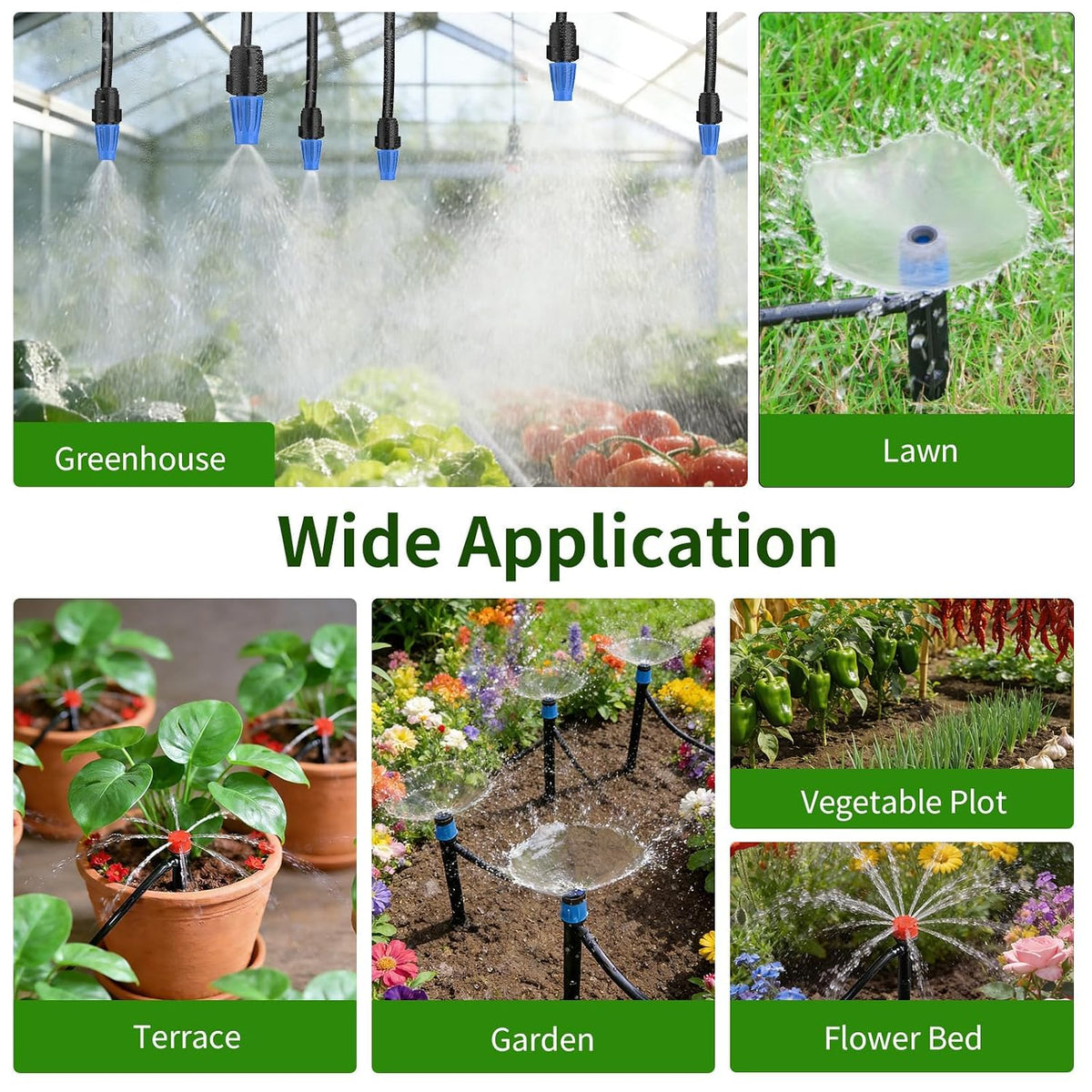 Drip Irrigation System, 165FT Garden Watering System with Water Timer for Garden Hose, Garden Irrigation with Soaker Hose & 3 Adjustable Nozzles, 80PCS Tool-Free DIY Setup for Greenhouse, Lawn