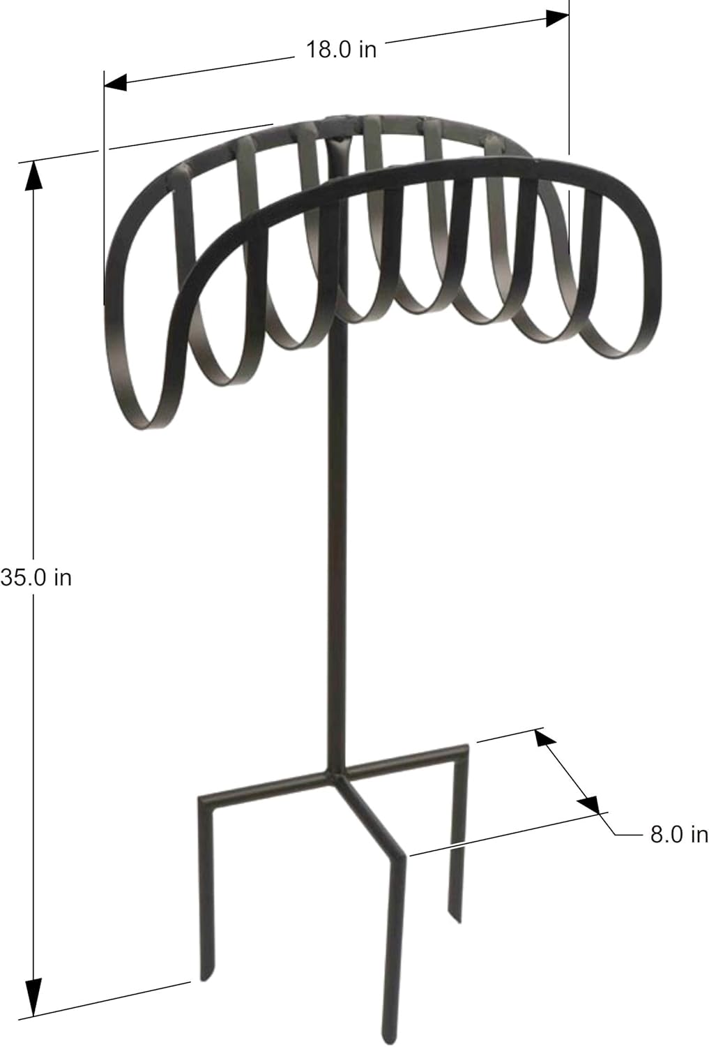 Liberty Garden Freestanding Decorative Powder Coated Steel Manger Garden Hose Holder Storage Stand with 3 Prong Anchor Support, Black