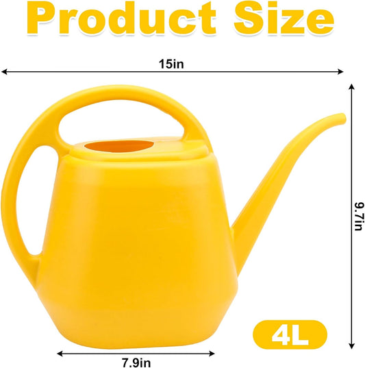 1Gal Yellow Plastic Watering Can Long Spout Indoor Greenhouse Plant