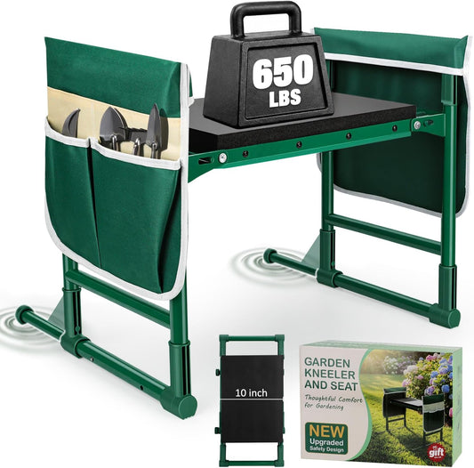Garden Kneeler and Seat for Seniors – Heavy Duty Anti-Tip Gardening Stool