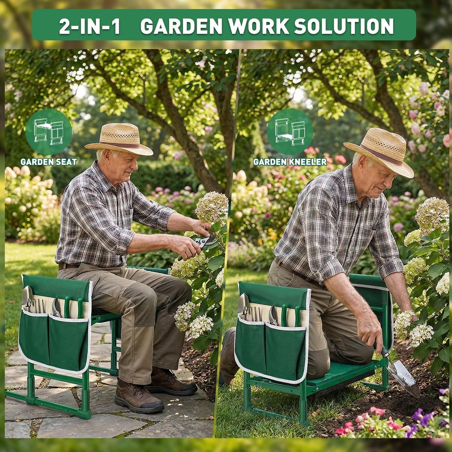 Garden Kneeler and Seat for Seniors – Heavy Duty Anti-Tip Gardening Stool