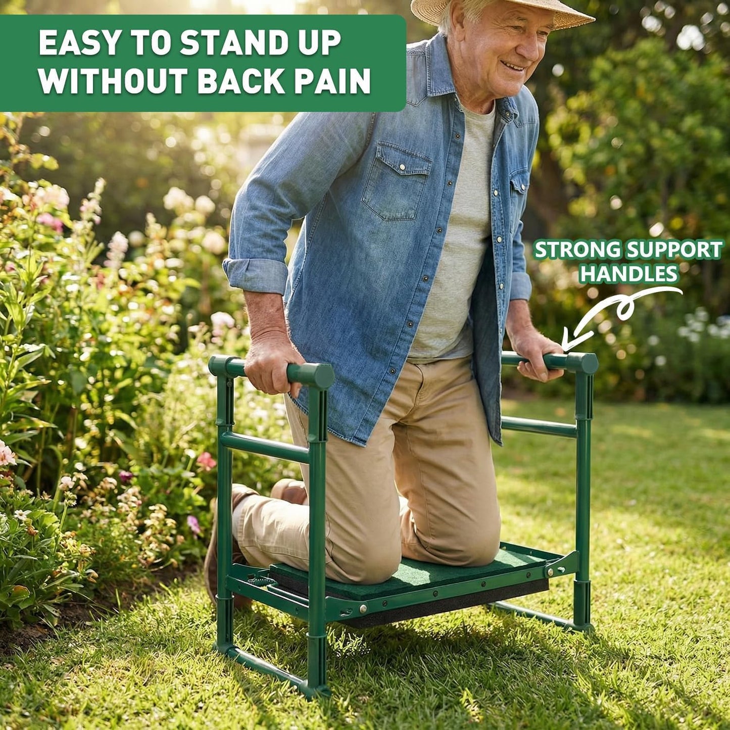 Garden Kneeler and Seat for Seniors – Heavy Duty Anti-Tip Gardening Stool