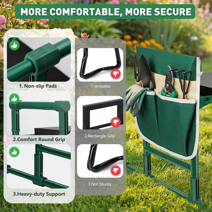 Garden Kneeler and Seat for Seniors – Heavy Duty Anti-Tip Gardening Stool