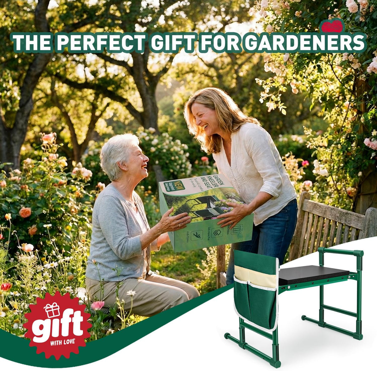 Garden Kneeler and Seat for Seniors – Heavy Duty Anti-Tip Gardening Stool