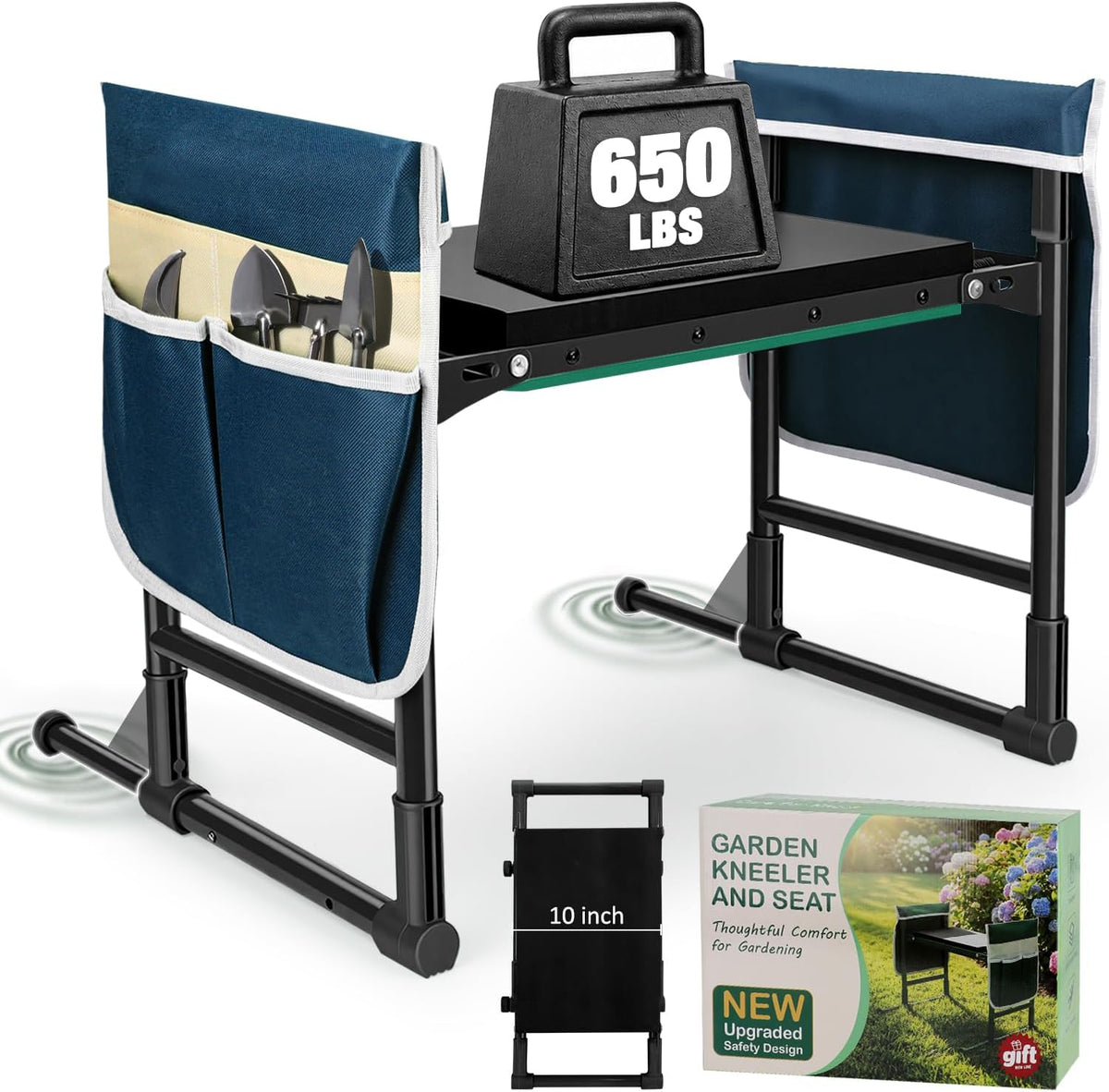Garden Kneeler and Seat for Seniors – Heavy Duty Anti-Tip Gardening Stool