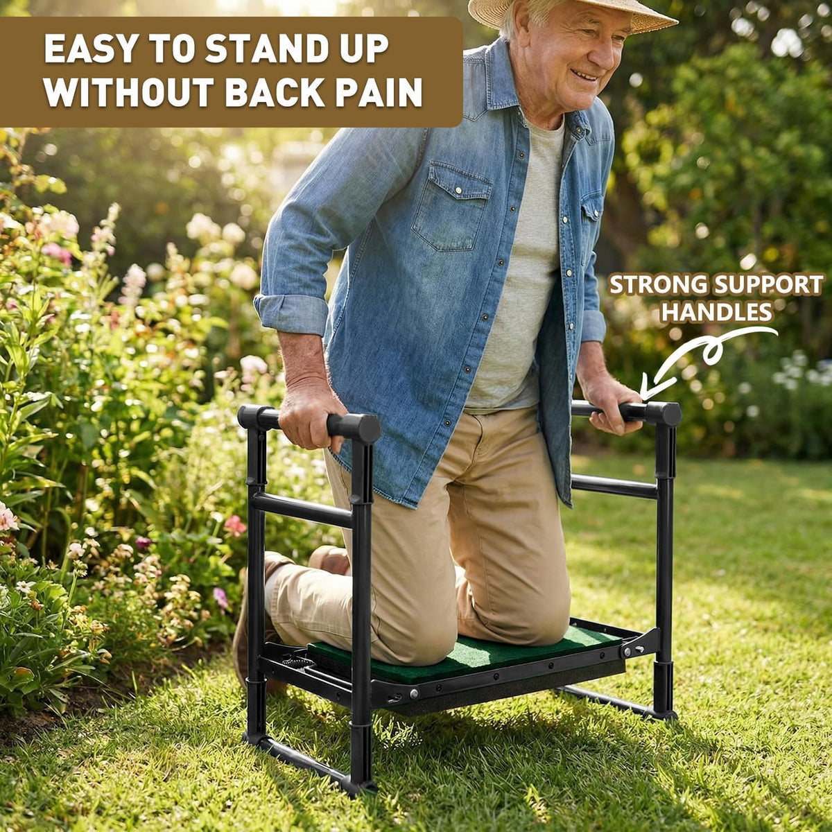 Garden Kneeler and Seat for Seniors – Heavy Duty Anti-Tip Gardening Stool