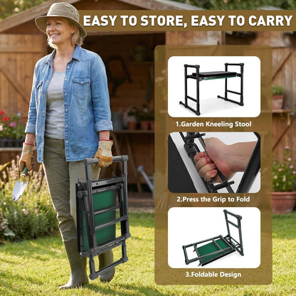 Garden Kneeler and Seat for Seniors – Heavy Duty Anti-Tip Gardening Stool