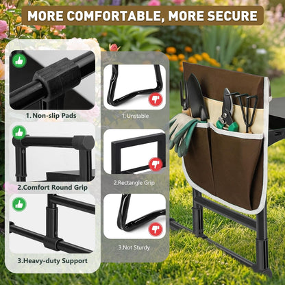 Garden Kneeler and Seat for Seniors – Heavy Duty Anti-Tip Gardening Stool